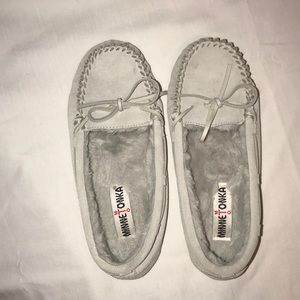 Gray Minnetonka slippers